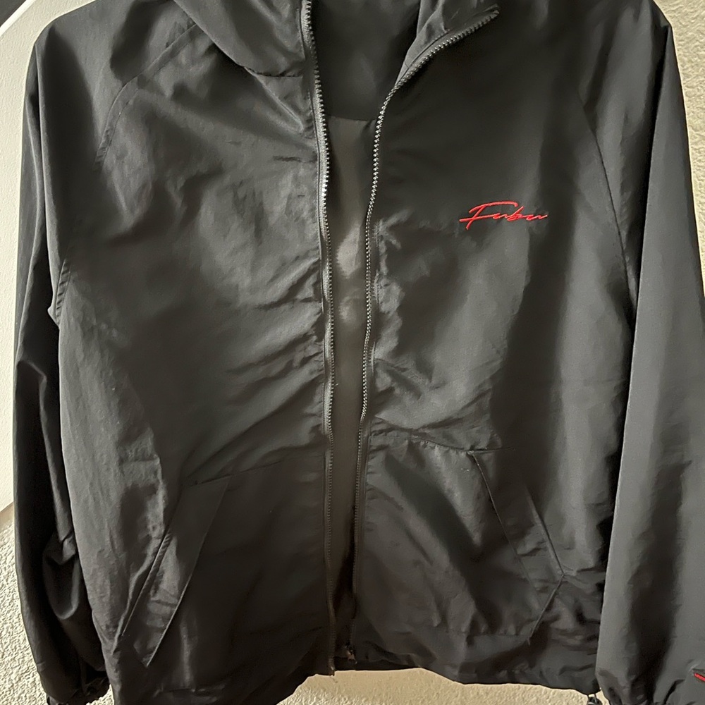 FUBU Black Windbreaker Jacket Sleek Design